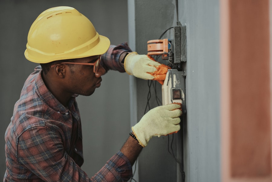 An electrician at work